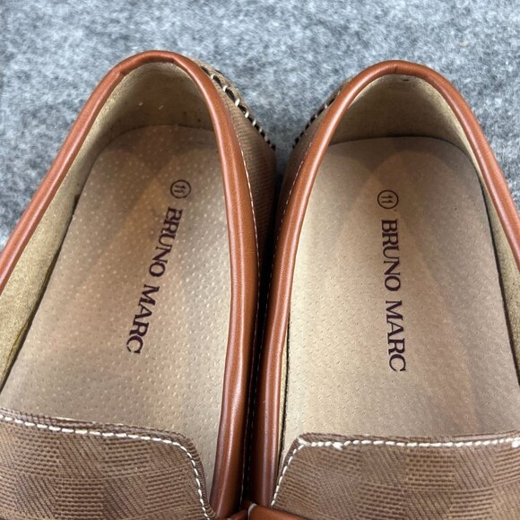 Mens 11 Bruno Marc Brown Driving Loafers Casual Comfy Slip-On Shoes Rubber Soles - Picture 8 of 10